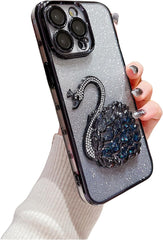 Electroplated Glitter swan Pattern Phone case with Glitter or Without Glitter Paper, Drop-Proof, Light Luxury Style, for iPhone 15 14 13 12 11 case