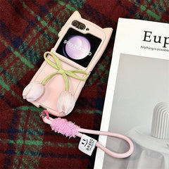 Tulip Cat Ears Phone Case For Galaxy Z Flip 3 / Galaxy Z Flip 4 / Galaxy Z Flip 5 / Galaxy Z Flip 6