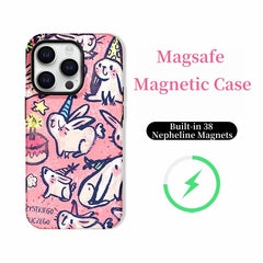 Graffiti Rabbit Hard Shell Case for iPhone 16/15/14/13/12/11 – 3D Printed, Matte Finish, Full-Cover Design