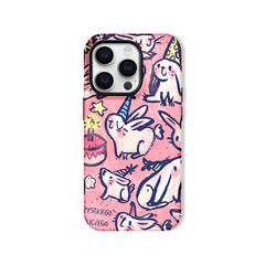 Graffiti Rabbit Hard Shell Case for iPhone 16/15/14/13/12/11 – 3D Printed, Matte Finish, Full-Cover Design
