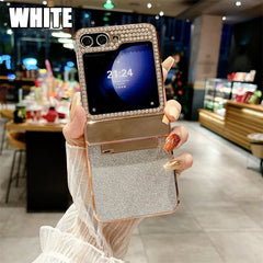 Diamond Leather Hinge Phone Case for Galaxy Z Flip 3/Galaxy Z Flip 4/Galaxy Z Flip 5/Galaxy Z Flip 6 Folding Screen