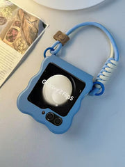 Sky blue wave leather texture case for Galaxy Z Flip 3/Galaxy Z Flip 4/Galaxy Z Flip 5/Galaxy Z Flip 6