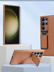 SentimentvalueTM Leather Phone Case For Samsung Galaxy S25 S24 Ultra and Samsung Galaxy S23 Series, Square Bracket Lens Flip Cover Anti-Drop Protective Cover