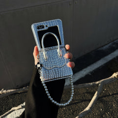 Crocodile pattern handbag style mobile phone case, suitable for Galaxy Z Flip 3/Galaxy Z Flip 4/Galaxy Z Flip 5/Galaxy Z Flip 6