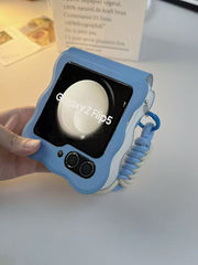 Sky blue wave leather texture case for Galaxy Z Flip 3/Galaxy Z Flip 4/Galaxy Z Flip 5/Galaxy Z Flip 6