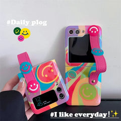 Colorful Graffiti Happy Face Phone Case For Galaxy Z Flip 3 / Galaxy Z Flip 4 / Galaxy Z Flip 5 / Galaxy Z Flip 6