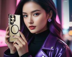 High-transparency Magnetic Mobile Phone Case For Galaxy S25 S24 S23 Series, Protective Cover With Lens Holder