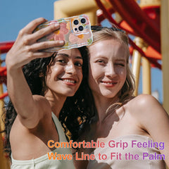 Colorful Retro Oil Painting Printed Flower Laser Glossy Pattern Cute Curly Waves Border Exquisite Phone Cover Case for iPhone