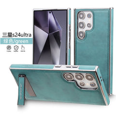 Suitable for Galaxy S23/S24 series PU leather electroplating mobile phone case with stand, anti-drop and anti-fingerprint