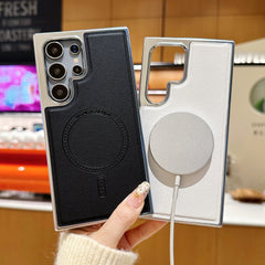 Premium Electroplated Leather Magnetic Case For Galaxy S25 Series and S24 S23 S22 Ultra