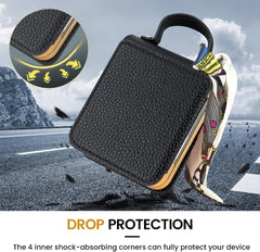 Mobile phone case for Galaxy Z Flip 3 / Galaxy Z Flip 4 / Galaxy Z Flip 5 / Galaxy Z Flip 6, mobile phone leather case with mirror and scarf