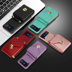 Mobile phone protective case with lanyard, crossbody, zipper card wallet for Galaxy Z Flip 3/Galaxy Z Flip 4/Galaxy Z Flip 5/Galaxy Z Flip 6