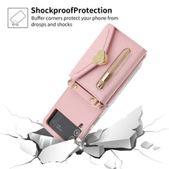Heart Crossbody Card Holder Phone Case, Compatible with Galaxy Z Flip 3/Galaxy Z Flip 4/Galaxy Z Flip 5/Galaxy Z Flip 6