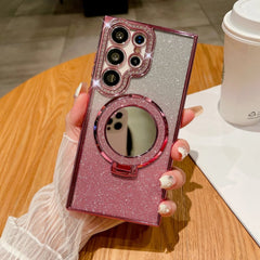 Luxury Glitter Mirror Magnetic Ring Holder Case For Samsung Galaxy S25 S24 S23 S22 Plus Ultra