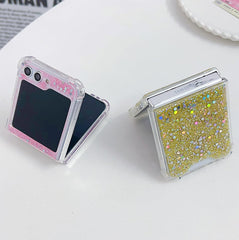 Epoxy glitter beads mobile phone case, suitable for Galaxy Z Flip 3/Galaxy Z Flip 4/Galaxy Z Flip 5/Galaxy Z Flip 6