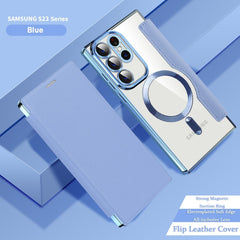 Electroplating Magnetic Leather Case for Samsung Galaxy S25 S24 S23 S22 Series