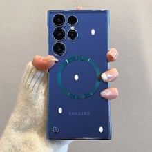 Transparent Ultra-Thin Electroplated Magnetic Case with Lens Film for Galaxy S22/S23/S24/S25 Series