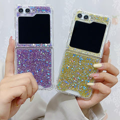 Epoxy glitter beads mobile phone case, suitable for Galaxy Z Flip 3/Galaxy Z Flip 4/Galaxy Z Flip 5/Galaxy Z Flip 6