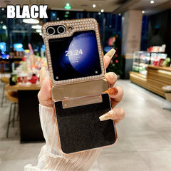 Diamond Leather Hinge Phone Case for Galaxy Z Flip 3/Galaxy Z Flip 4/Galaxy Z Flip 5/Galaxy Z Flip 6 Folding Screen