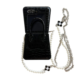 Crocodile pattern handbag style mobile phone case, suitable for Galaxy Z Flip 3/Galaxy Z Flip 4/Galaxy Z Flip 5/Galaxy Z Flip 6