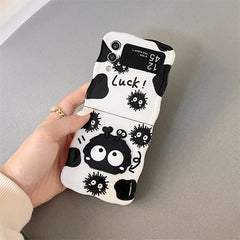 New Cartoon Cute Briquettes Twisted Edge Soft Shell Phone Case for Galaxy Z Flip 3/Galaxy Z Flip 4/Galaxy Z Flip 5/Galaxy Z Flip 6