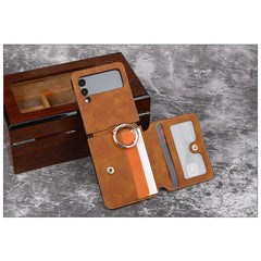 Ring Card Holder Phone Case With Chain For Galaxy Z Flip 3/Galaxy Z Flip 4/Galaxy Z Flip 5/Galaxy Z Flip 6
