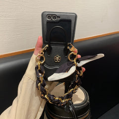 Luxury Flower Handbag Phone Case for Galaxy Z Flip 3/Galaxy Z Flip 4/Galaxy Z Flip 5/Galaxy Z Flip 6