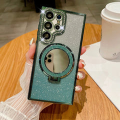 Luxury Glitter Mirror Magnetic Ring Holder Case For Samsung Galaxy S25 S24 S23 S22 Plus Ultra