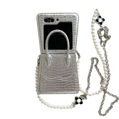 Crocodile pattern handbag style mobile phone case, suitable for Galaxy Z Flip 3/Galaxy Z Flip 4/Galaxy Z Flip 5/Galaxy Z Flip 6