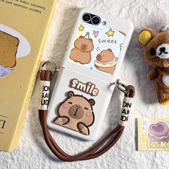 White Edge Capybara Portable Case for Galaxy Z Flip 4 / Galaxy Z Flip 5 / Galaxy Z Flip 6