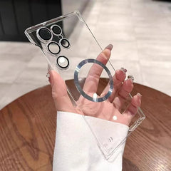 Transparent Ultra-Thin Electroplated Magnetic Case with Lens Film for Galaxy S22/S23/S24/S25 Series