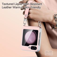 Galaxy Z Flip 5 & Galaxy Z Flip 6 | Leather Mobile Phone Case with Wrist Strap