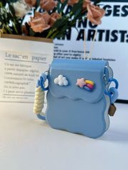 Sky blue wave leather texture case for Galaxy Z Flip 3/Galaxy Z Flip 4/Galaxy Z Flip 5/Galaxy Z Flip 6