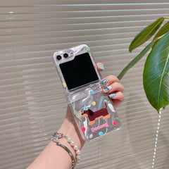 Colorful Polka Dot Dachshund Phone Case, Compatible with Galaxy Z Flip 3/Galaxy Z Flip 4/Galaxy Z Flip 5/Galaxy Z Flip 6