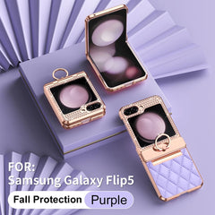 Luxury Leather Pattern Folding Protective Case, Compatible with Galaxy Z Flip 3/Galaxy Z Flip 4/Galaxy Z Flip 5