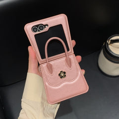 Luxury Flower Handbag Phone Case for Galaxy Z Flip 3/Galaxy Z Flip 4/Galaxy Z Flip 5/Galaxy Z Flip 6