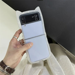 Cartoon cat ears mobile phone case for Galaxy Z Flip 3/Galaxy Z Flip 4/Galaxy Z Flip 5/Galaxy Z Flip 6