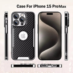 Carbon Fiber Texture Missing Label Mobile Phone Case For Apple 16/15/14/13 Series, Simple Protective Cover With Built-in Lens Film