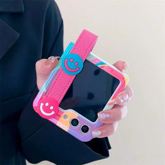 Colorful Graffiti Happy Face Phone Case For Galaxy Z Flip 3 / Galaxy Z Flip 4 / Galaxy Z Flip 5 / Galaxy Z Flip 6