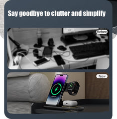 15W 3 in 1 LED Foldable Wireless Charger Stand For Samsung Or iPhone