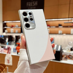 Plain leather color matching lens full cover anti-drop protective case, suitable for Galaxy S22/S23/S24 series