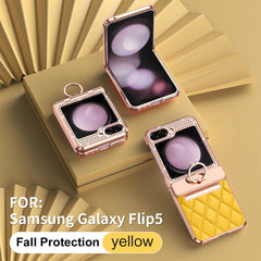 Luxury Leather Pattern Folding Protective Case, Compatible with Galaxy Z Flip 3/Galaxy Z Flip 4/Galaxy Z Flip 5