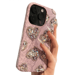 Luxury Purple Rhinestone Heart Case For iPhone 16/15/14/13/12/11 – Gradient Design, Shiny Bling Look