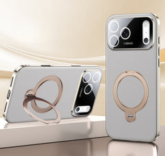 KASCASE | Skin-Textured Leather Rotating Magnetic Stand Case for iPhone 17 Pro Max