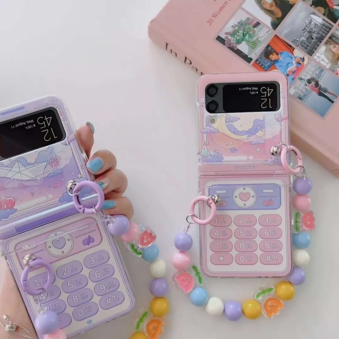 Cute retro phone case for Galaxy Z Flip 3/Galaxy Z Flip 4/Galaxy Z Flip 5/Galaxy Z Flip 6, hinged full cover case