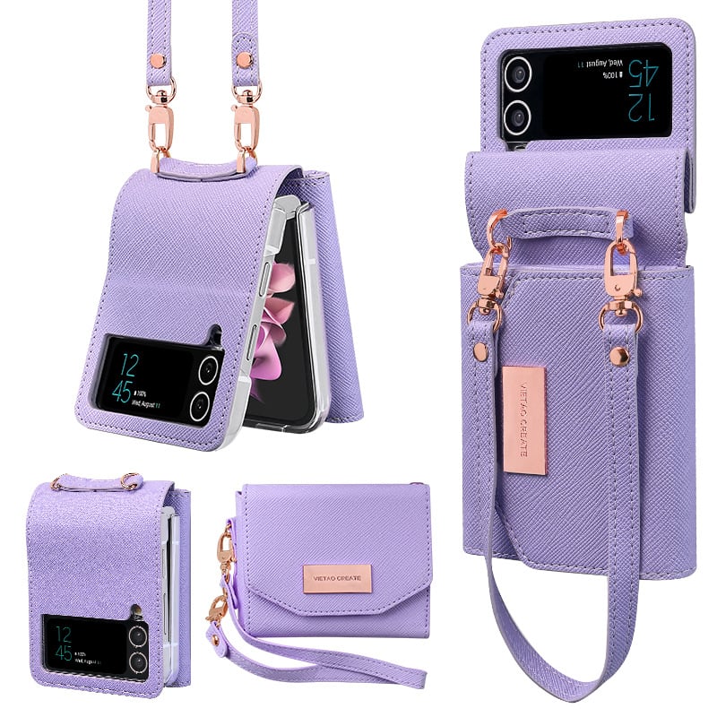 Cross pattern wallet case for Galaxy Z Flip 3/Galaxy Z Flip 4/Galaxy Z Flip 5/Galaxy Z Flip 6