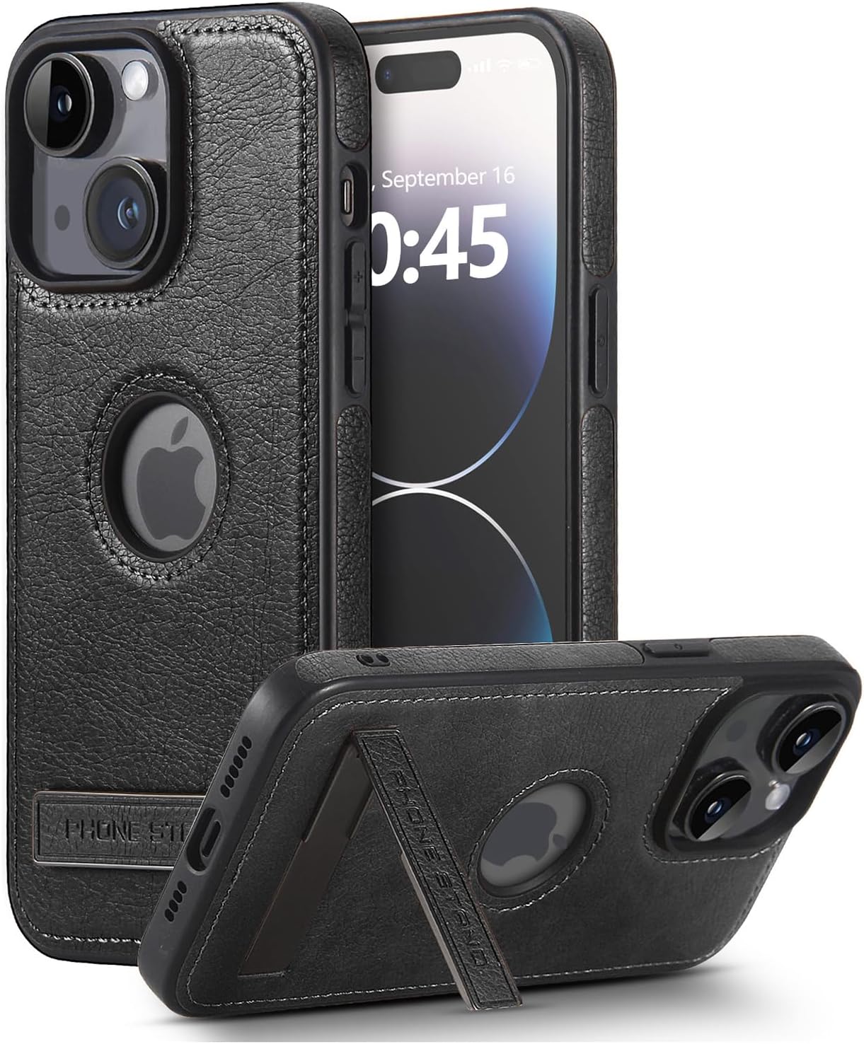 Leather case for iPhone Case, Thin Flexible Soft Grip Luxury Cover, Protective Slim with Kickstand Shockproof Phone Cases Compatible with iPhone