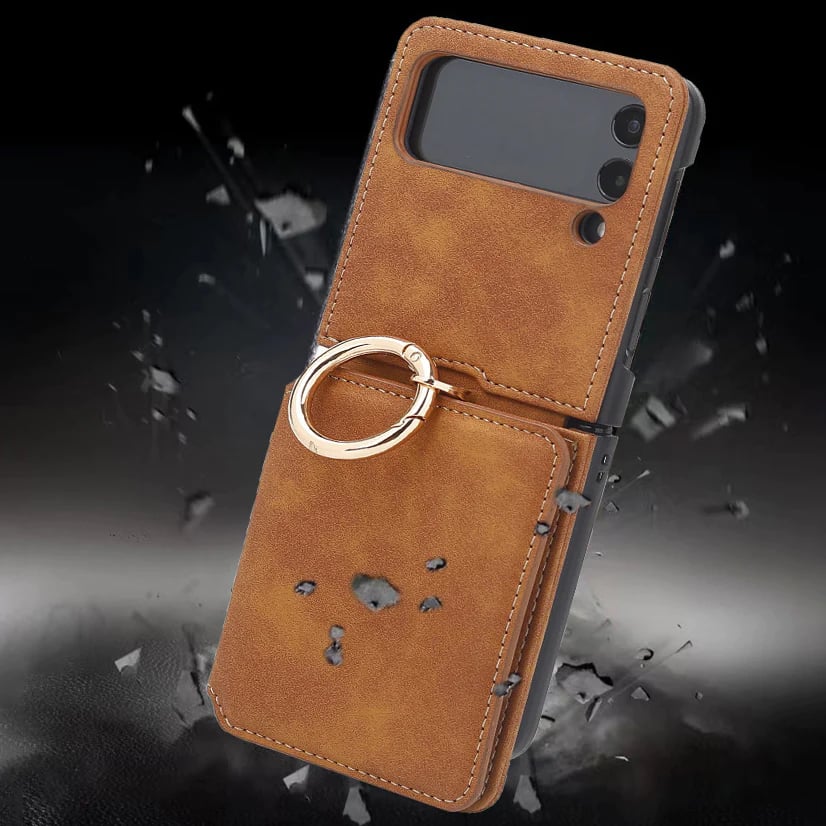Ring Card Holder Phone Case With Chain For Galaxy Z Flip 3/Galaxy Z Flip 4/Galaxy Z Flip 5/Galaxy Z Flip 6