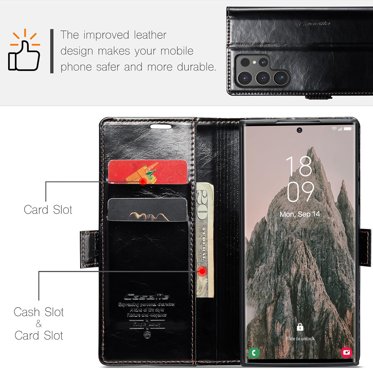 Crazy horse pattern card holder for Galaxy S24/S23/S22/S21/S20 Series