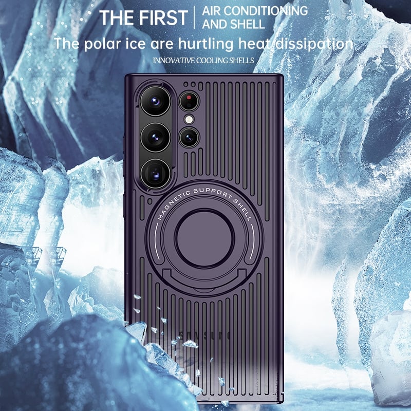 Invisible Pull Rod Stand Heat Dissipation Magnetic Mobile Phone Case For Samsung Galaxy S23 S24 Series